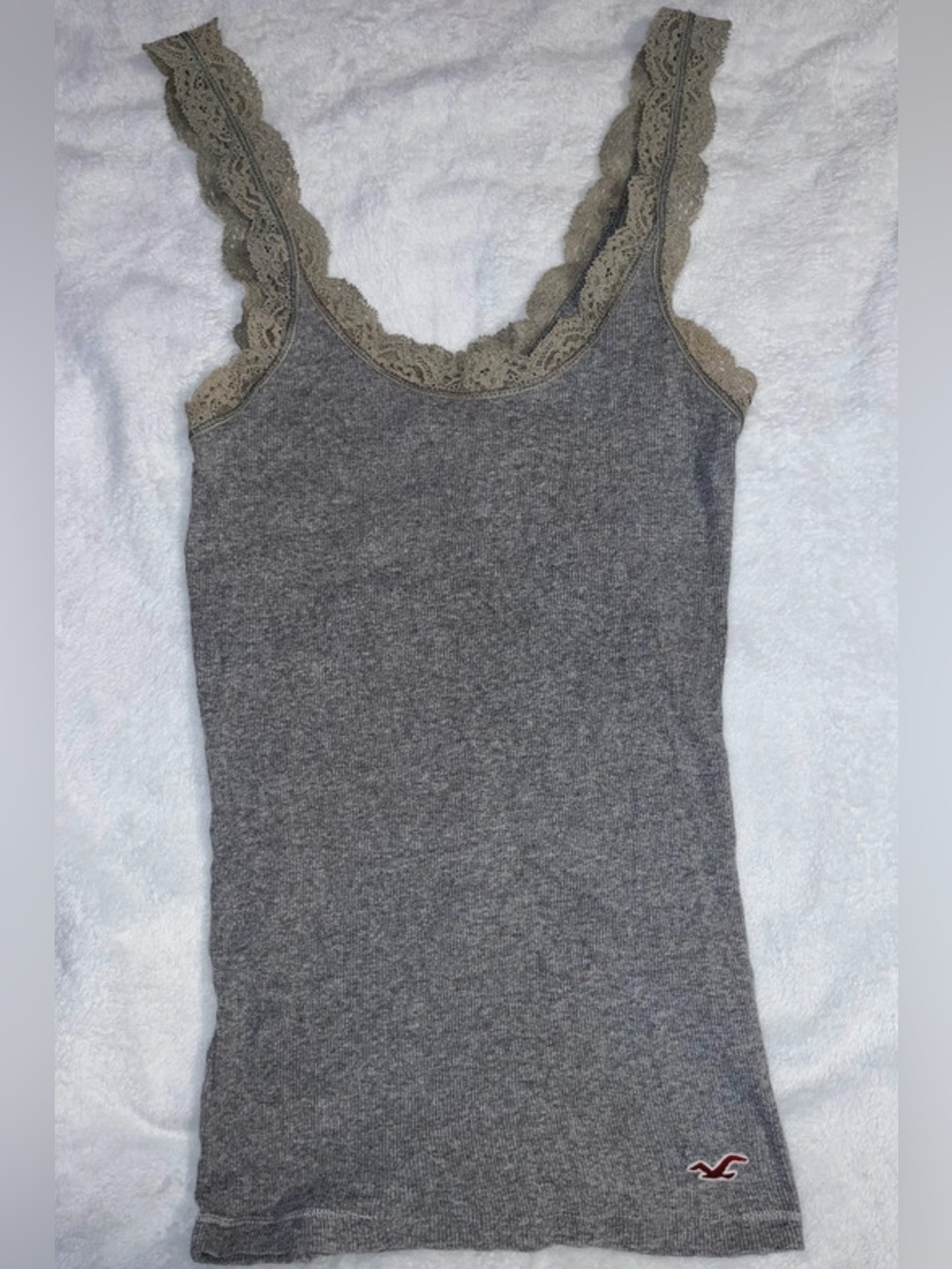 Old Hollister Gray Lace Cami Tank Top - Size M